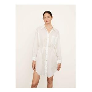 VINCE  Relaxed Long Sleeve Shirt Dress - White